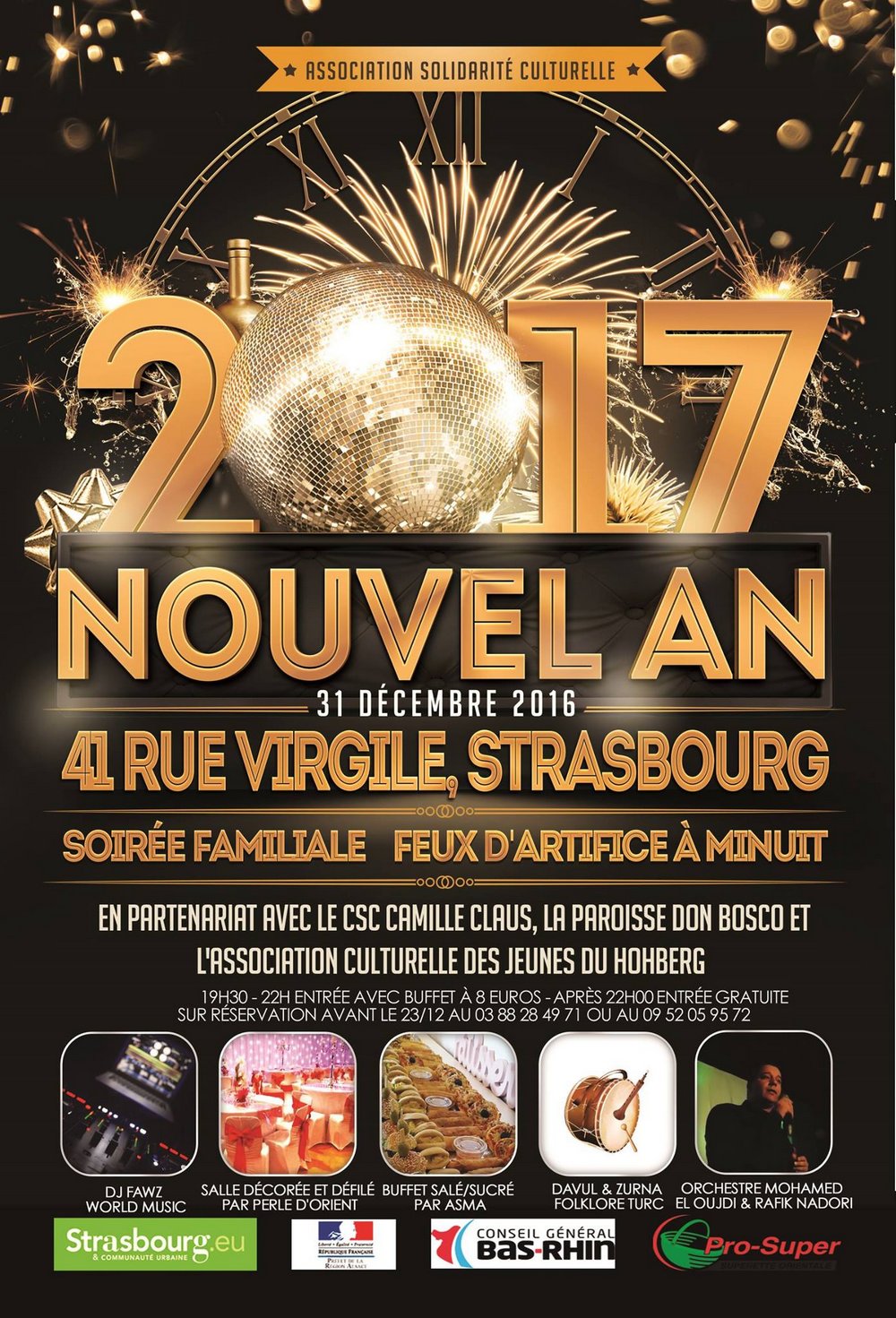 Affiche de la Soirée du Nouvel An à Koenigshoffen Strasbourg